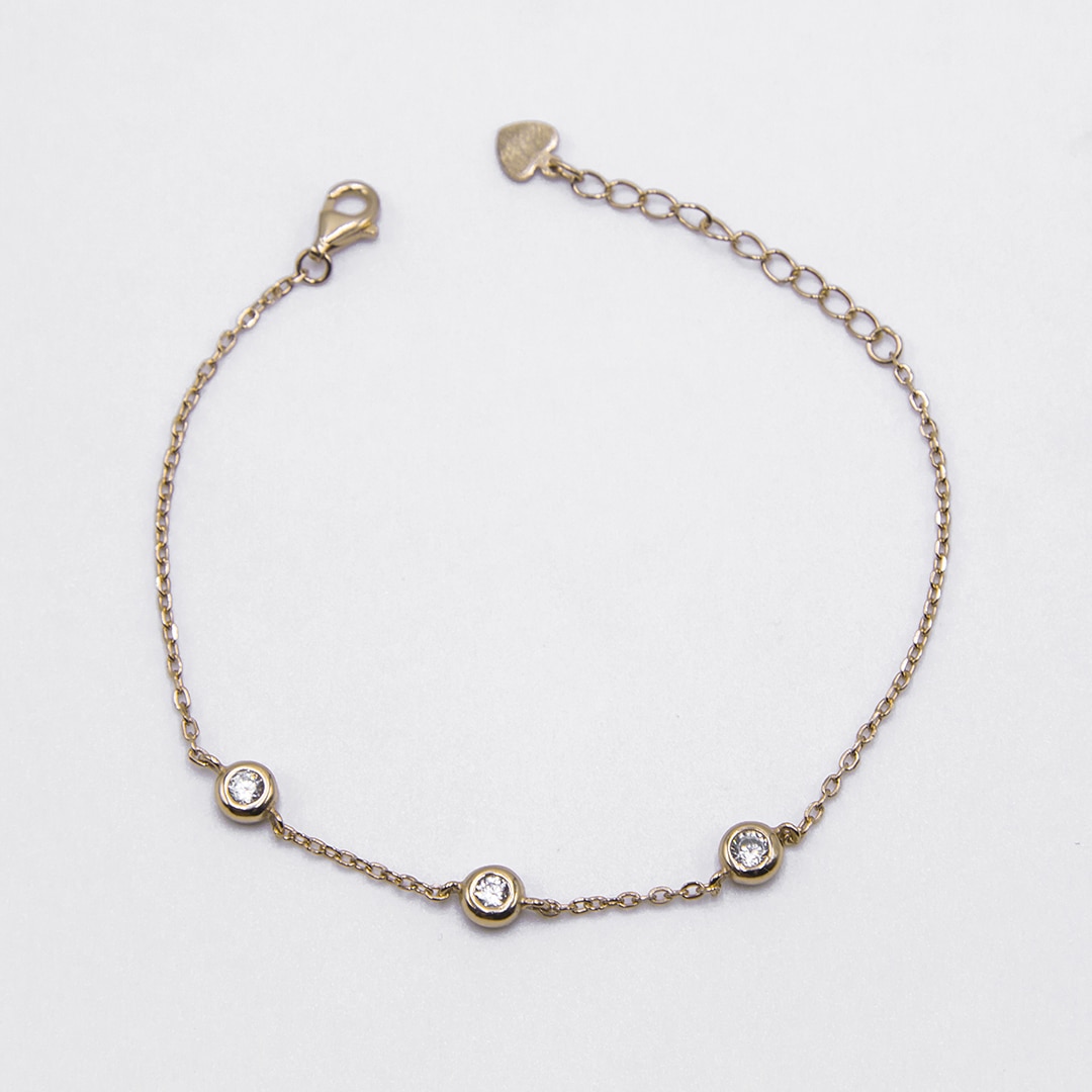 PULSERA TRES CHATONES ROSA