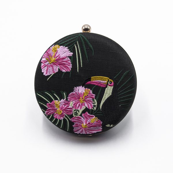 CLUTCH TROPICAL REDONDO NEGRO