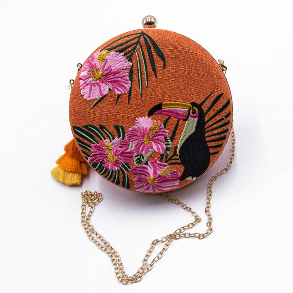 CLUTCH TROPICAL REDONDO NARANJA - Imagen 2
