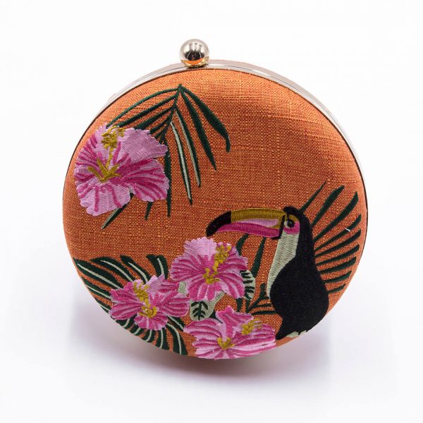 CLUTCH TROPICAL REDONDO NARANJA